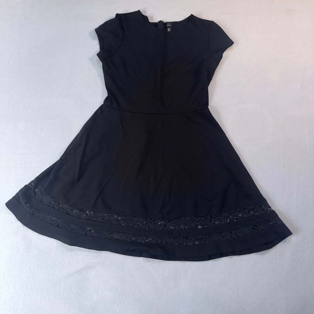 Design Lab Lord & Taylor black fit and flare dress with‎ lace hem detail